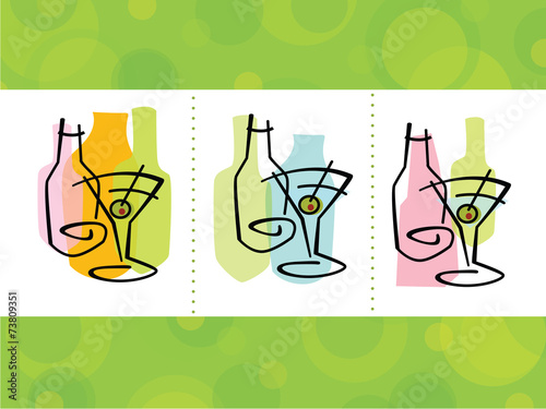 Colorful abstract martini cocktail Icons