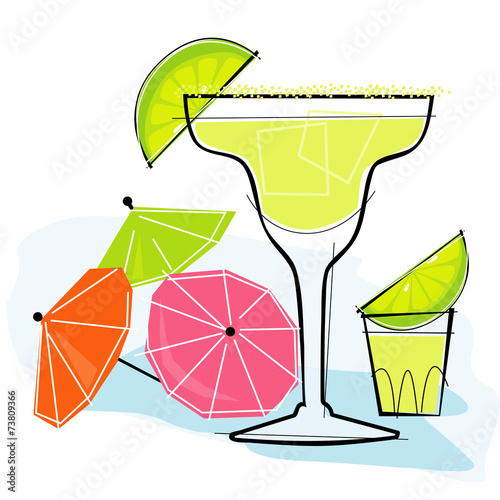 Retro-stylized cocktail spot illustration: Margarita