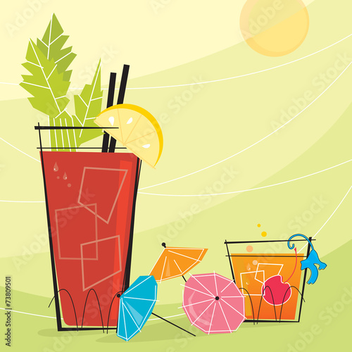 Retro Cocktails with paper umbrellas