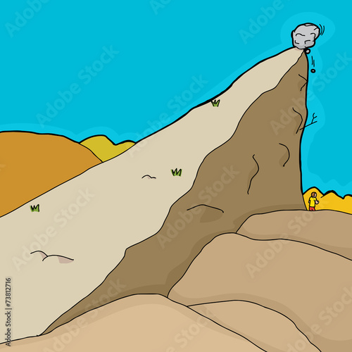Wobbly Boulder Over Man