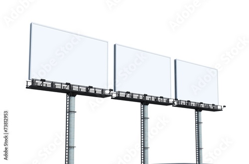 Large blank, white billboard screen, isolated on background