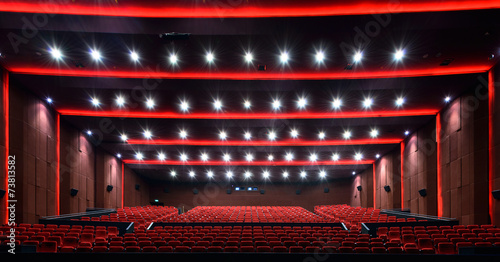 Canvas Print Empty movie theater with red seats