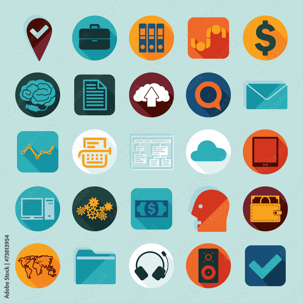 Set of business flat icons Set of business flat icons