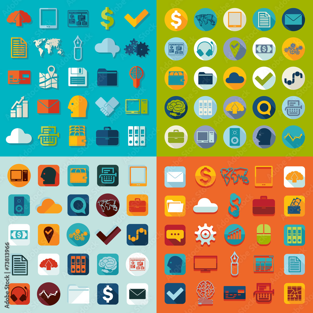 Set of business flat icons Set of business flat icons