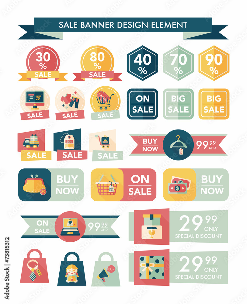shopping sale banner flat design background set, eps10 shopping sale banner flat design background set, eps10