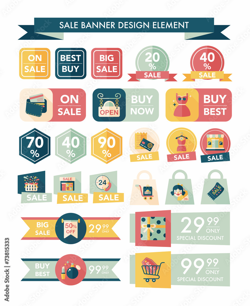 shopping sale banner flat design background set, eps10 shopping sale banner flat design background set, eps10