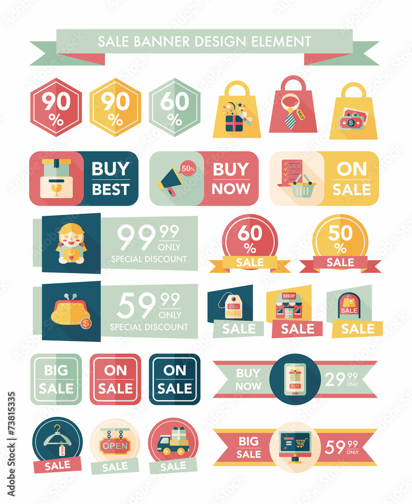 shopping sale banner flat design background set, eps10 shopping sale banner flat design background set, eps10