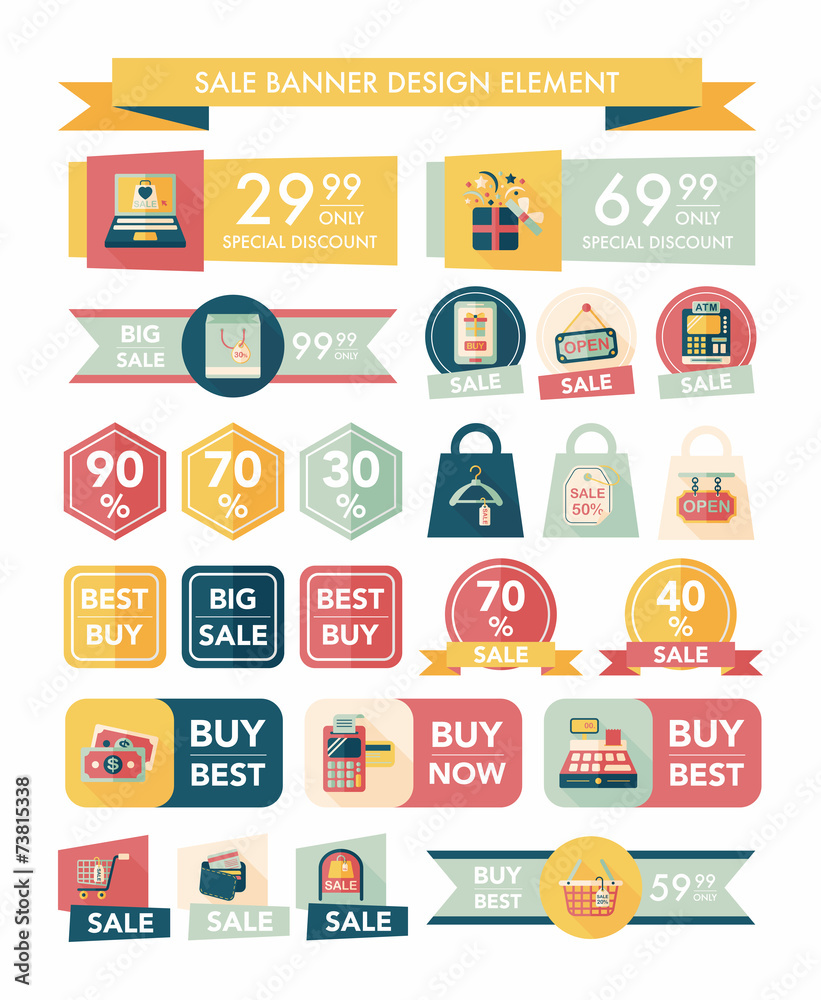 shopping sale banner flat design background set, eps10 shopping sale banner flat design background set, eps10