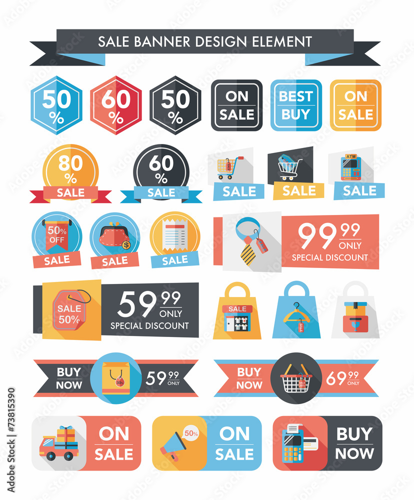 shopping sale banner flat design background set, eps10 shopping sale banner flat design background set, eps10