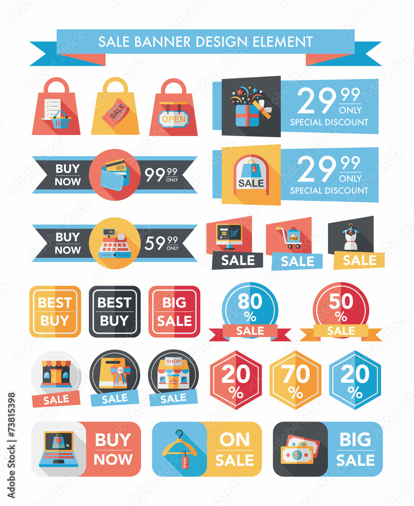 shopping sale banner flat design background set, eps10 shopping sale banner flat design background set, eps10