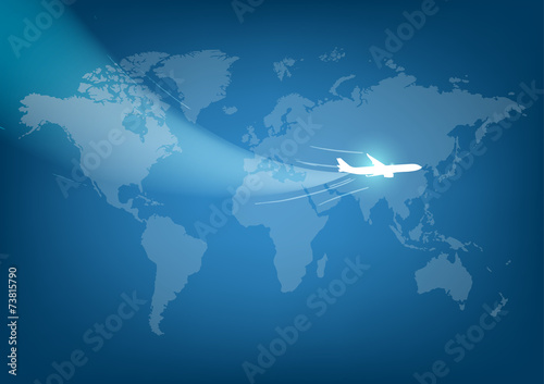 vector world travel map with airplanes