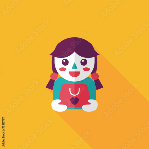 shopping girl and present flat icon with long shadow,eps10