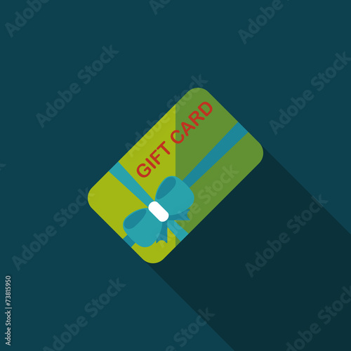 shopping gift card flat icon with long shadow,eps10