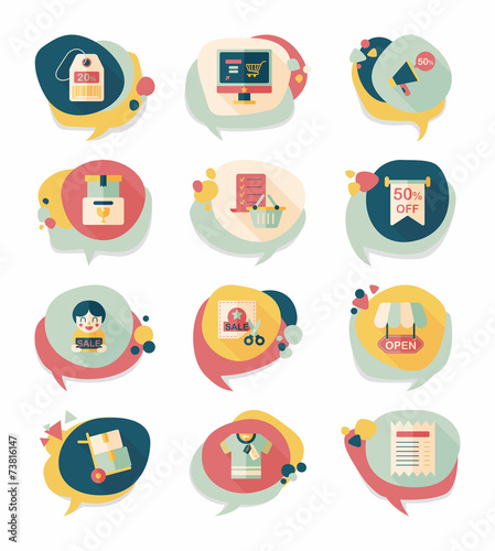 shopping speech bubble flat design background set, eps10