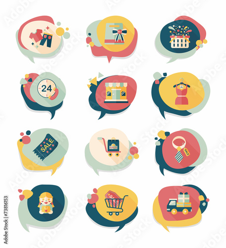shopping speech bubble flat design background set, eps10