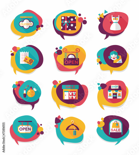 shopping speech bubble flat design background set, eps10