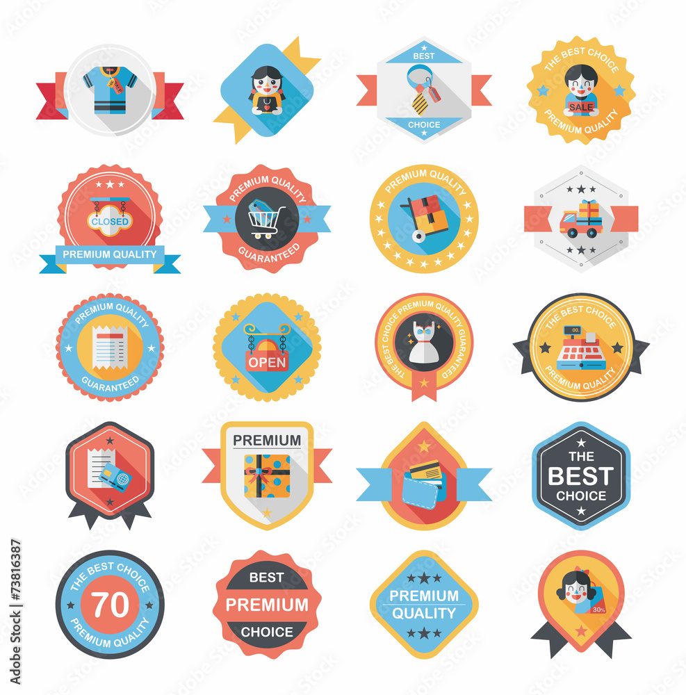shopping badge flat design background set, eps10 shopping badge flat design background set, eps10