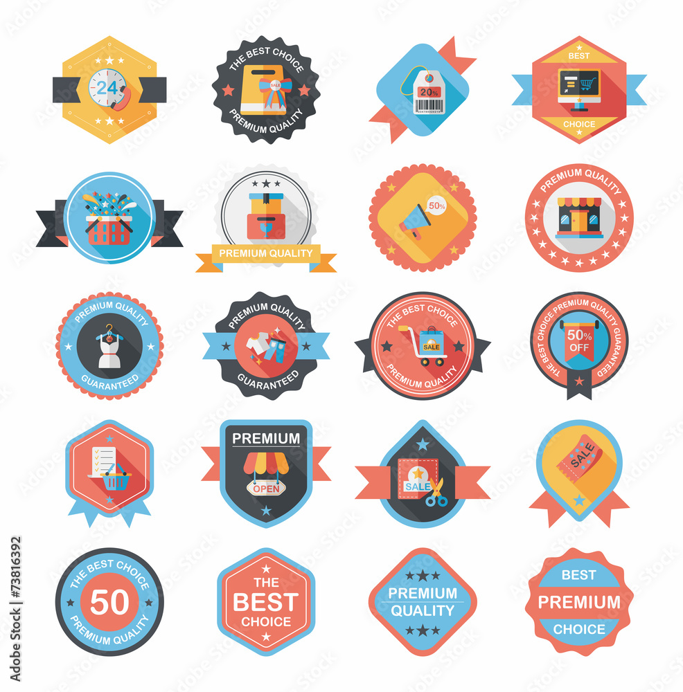 shopping badge flat design background set, eps10 shopping badge flat design background set, eps10