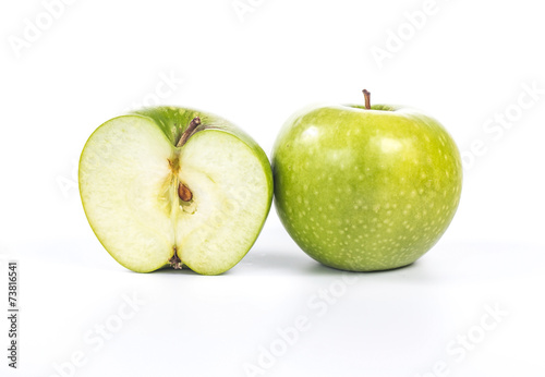 half an apple next to a whole