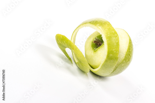 spiral of green apple peel