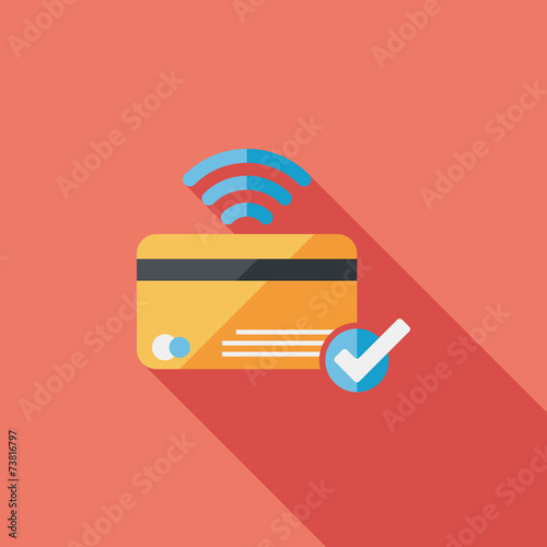 shopping credit card flat icon with long shadow,eps10