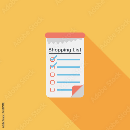 shopping list flat icon with long shadow,eps10