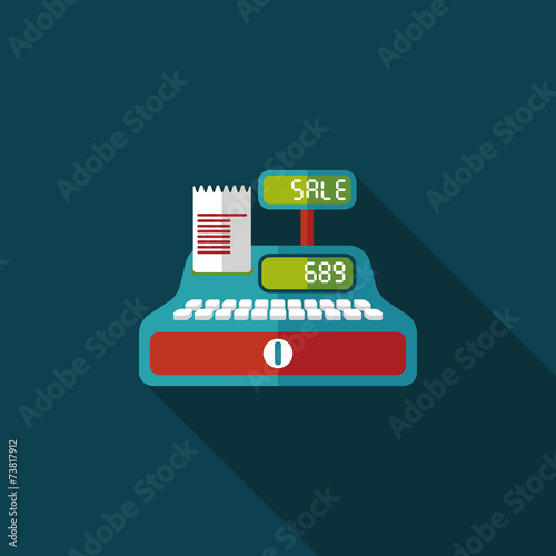 shopping cash register flat icon with long shadow,eps10