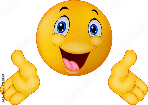 Emoticon presenting with his hands