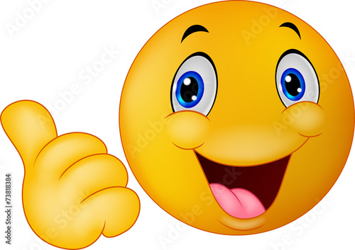 Happy smiley emoticon giving thumbs up