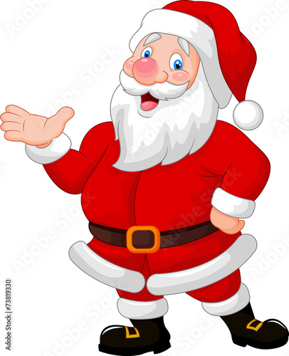 Happy Santa cartoon waving hand