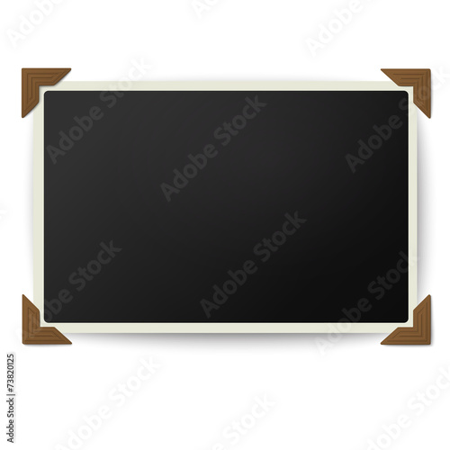 Photo frame with straight edges in vintage brown photo corners