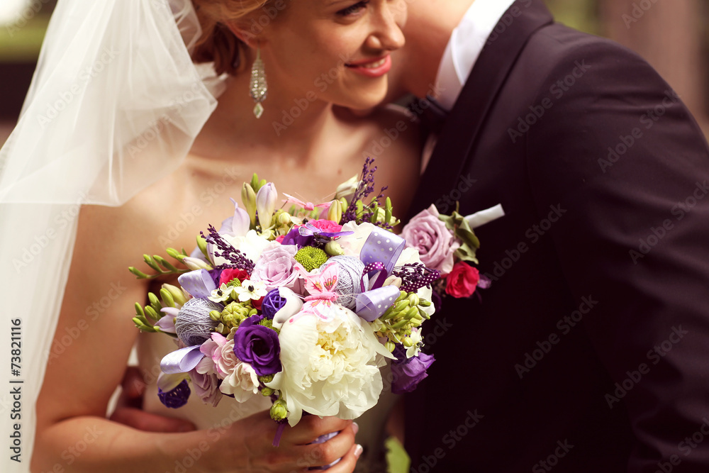 Beautiful bridal couple on their wedding day Beautiful bridal couple on their wedding day
