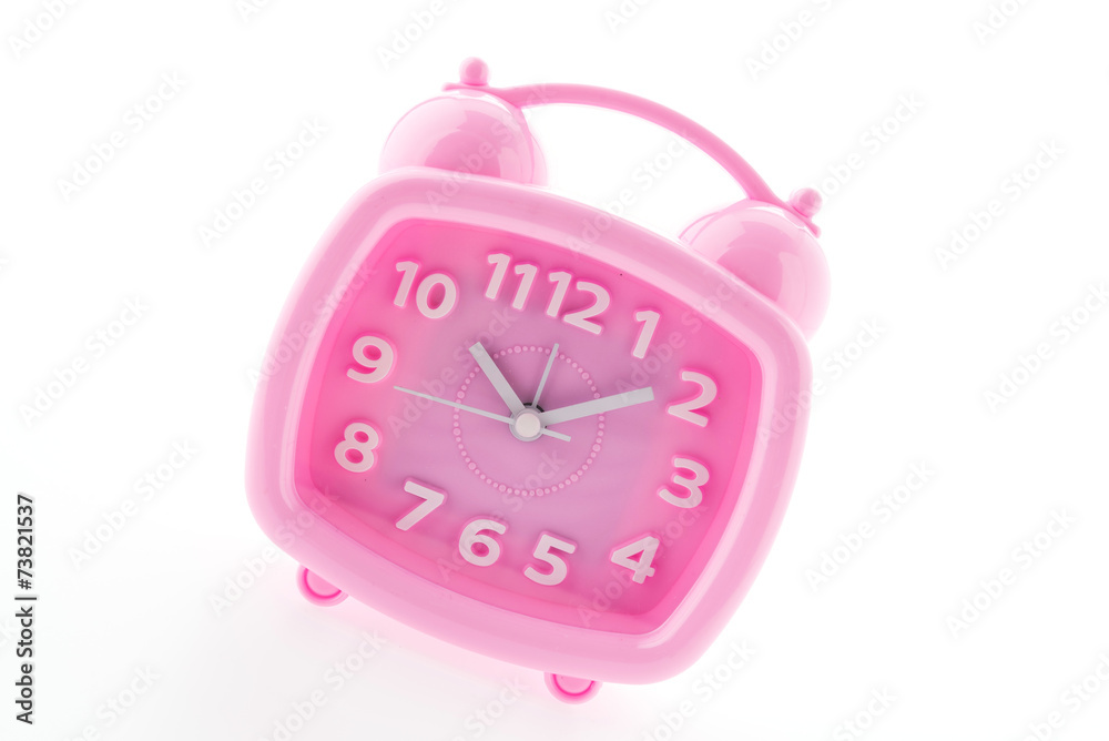 Pink clock isolated on white background Pink clock isolated on white background