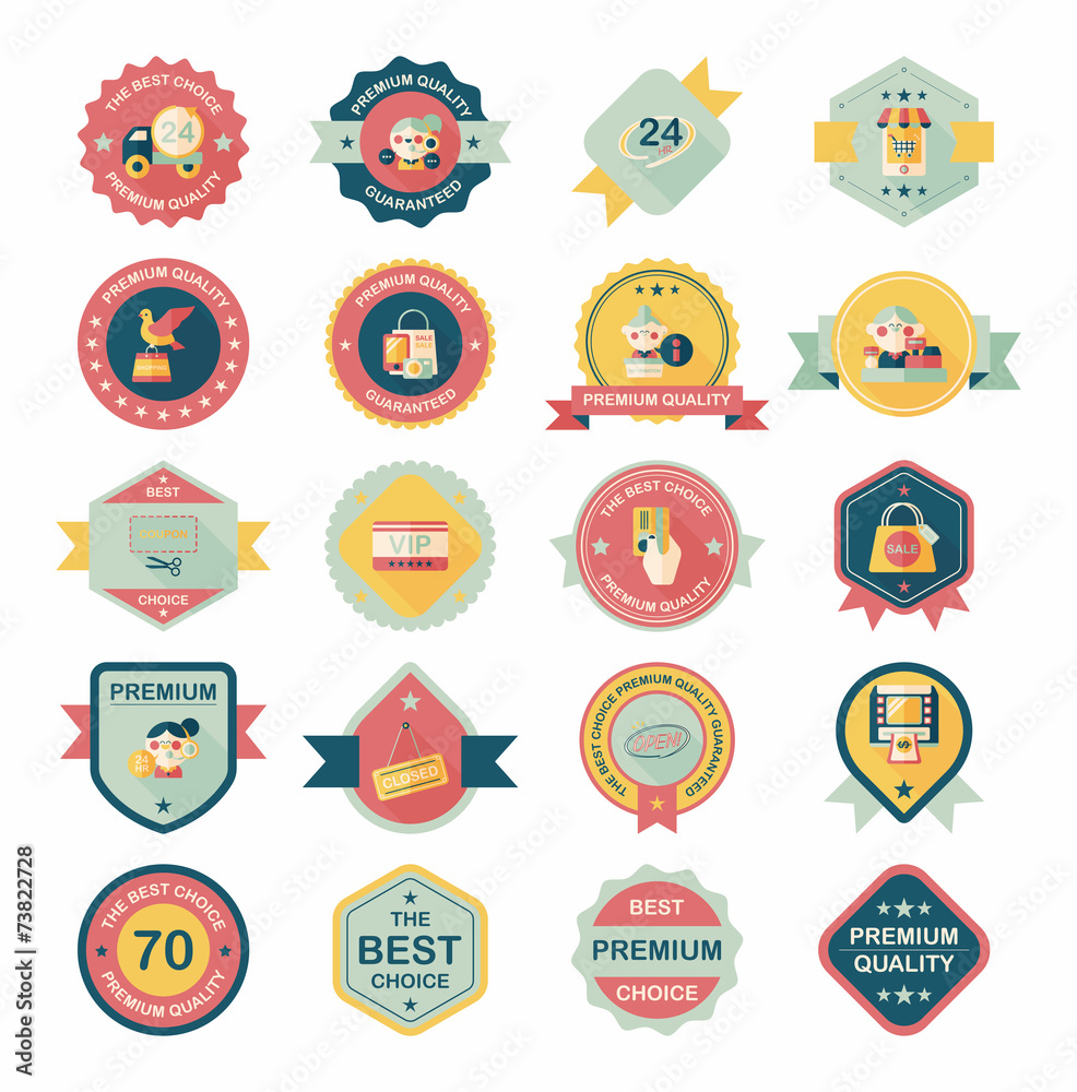 shopping badge banner flat design background set, eps10 shopping badge banner flat design background set, eps10