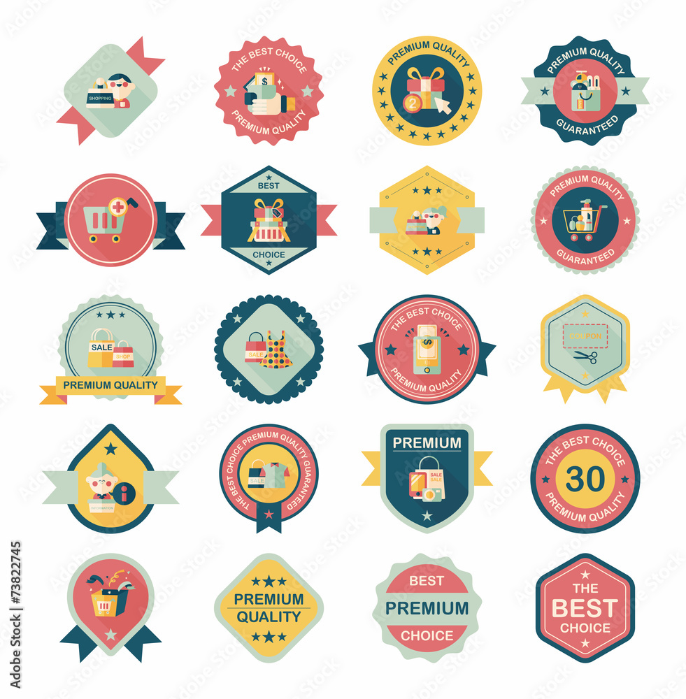 shopping badge banner flat design background set, eps10 shopping badge banner flat design background set, eps10
