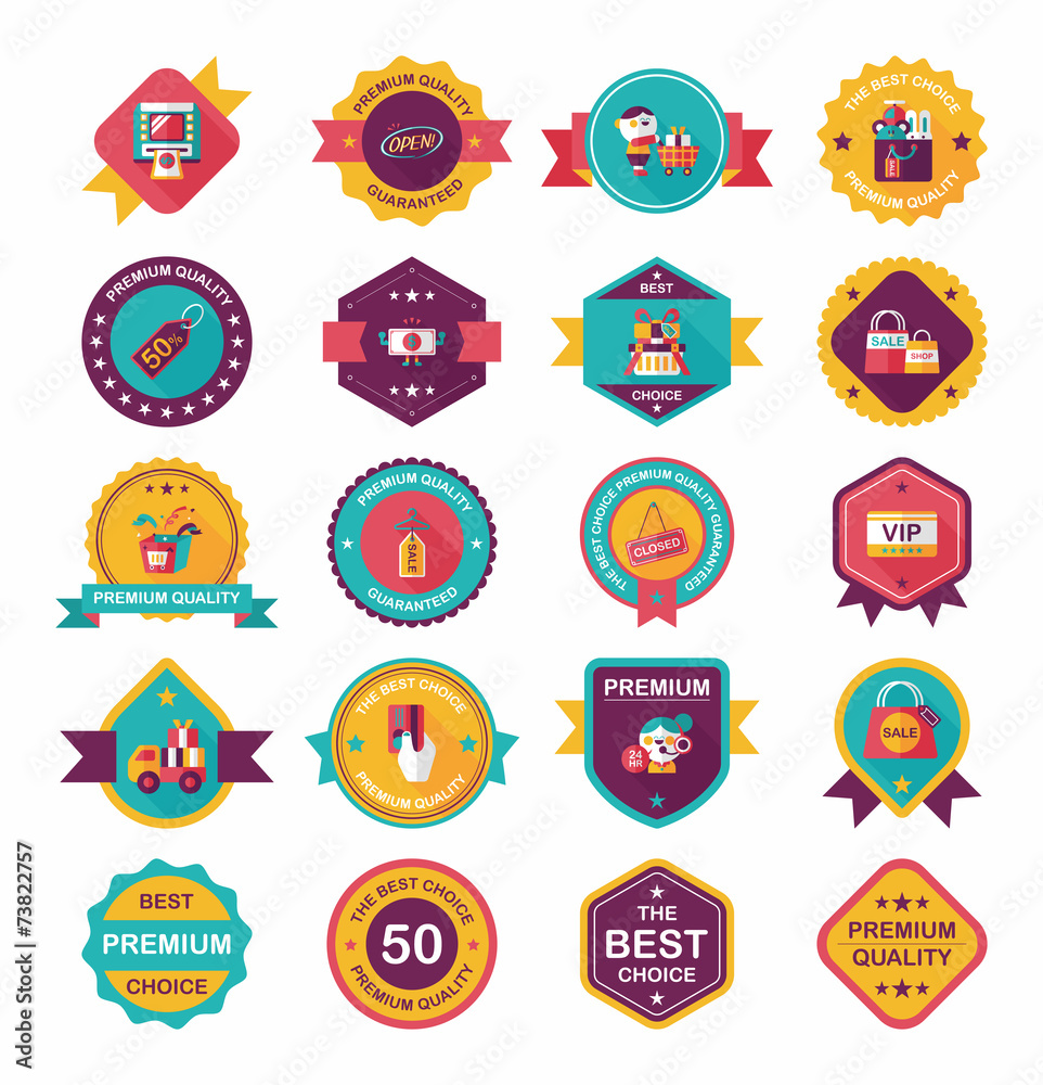 shopping badge banner flat design background set, eps10 shopping badge banner flat design background set, eps10