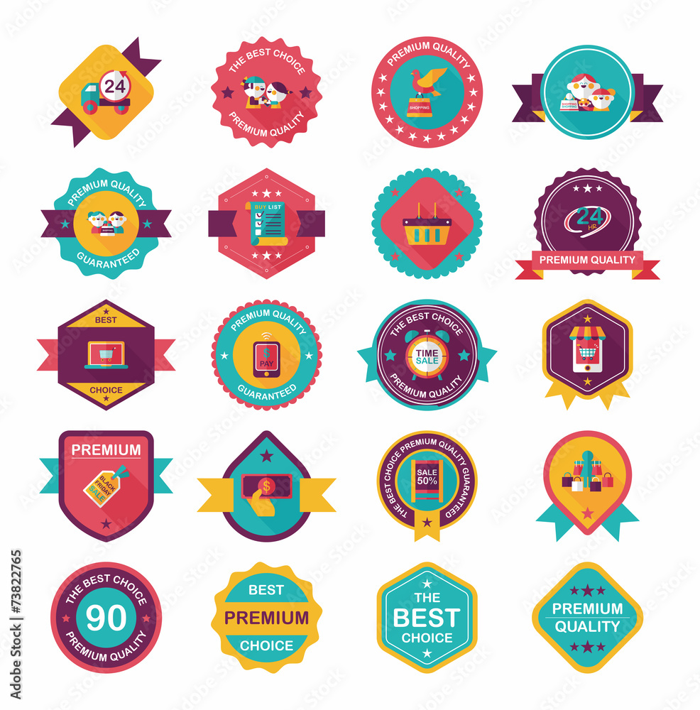 shopping badge banner flat design background set, eps10 shopping badge banner flat design background set, eps10