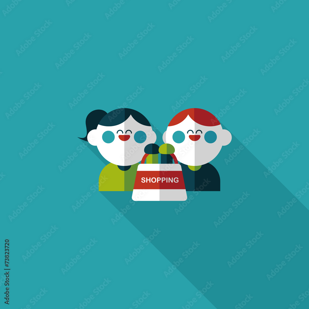 Fototapeta premium Valentine Shopping flat icon with long shadow,eps10