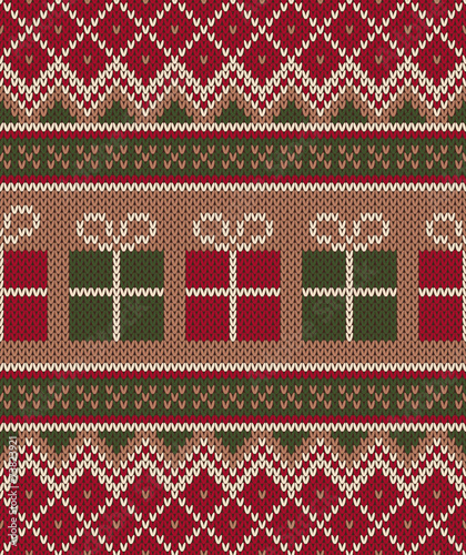 Christmas Sweater Design. Seamless Knitting Pattern