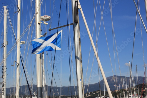 A Scottish Saltire boat flag