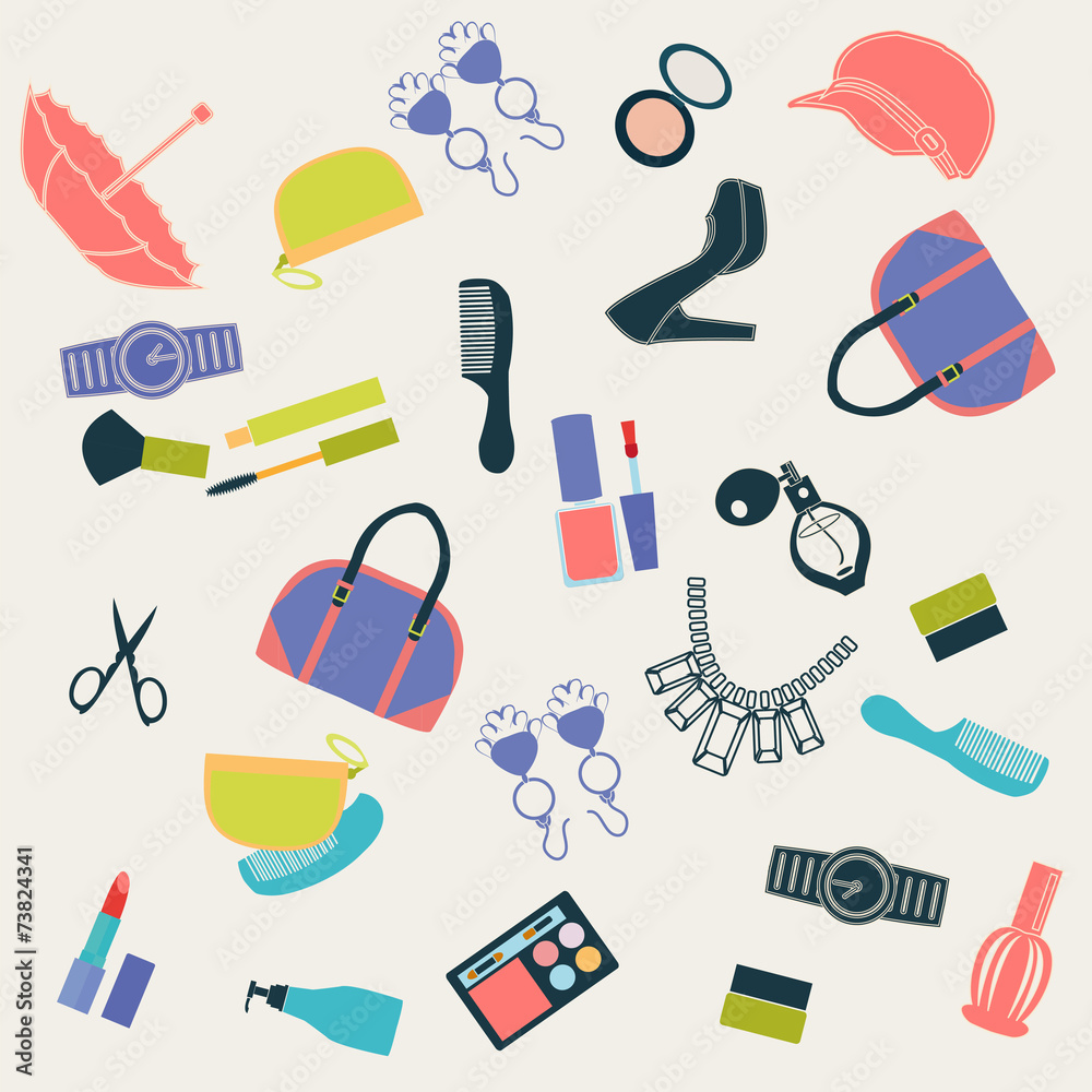 seamless pattern with woman things-illustration seamless pattern with woman things-illustration
