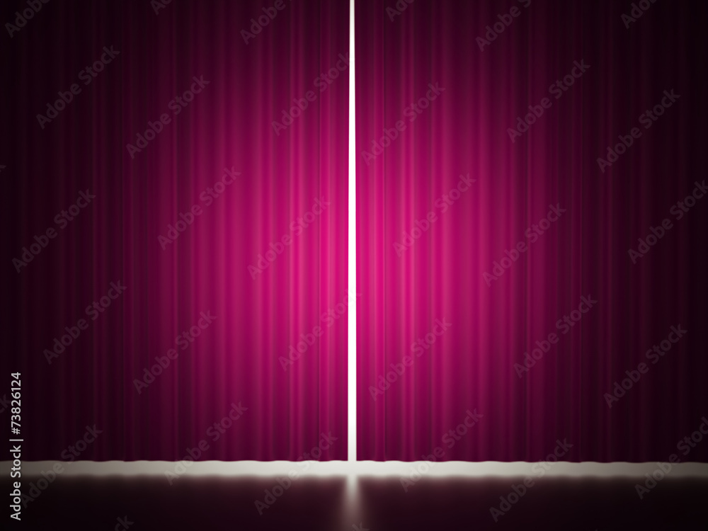 Pink curtain with spot light