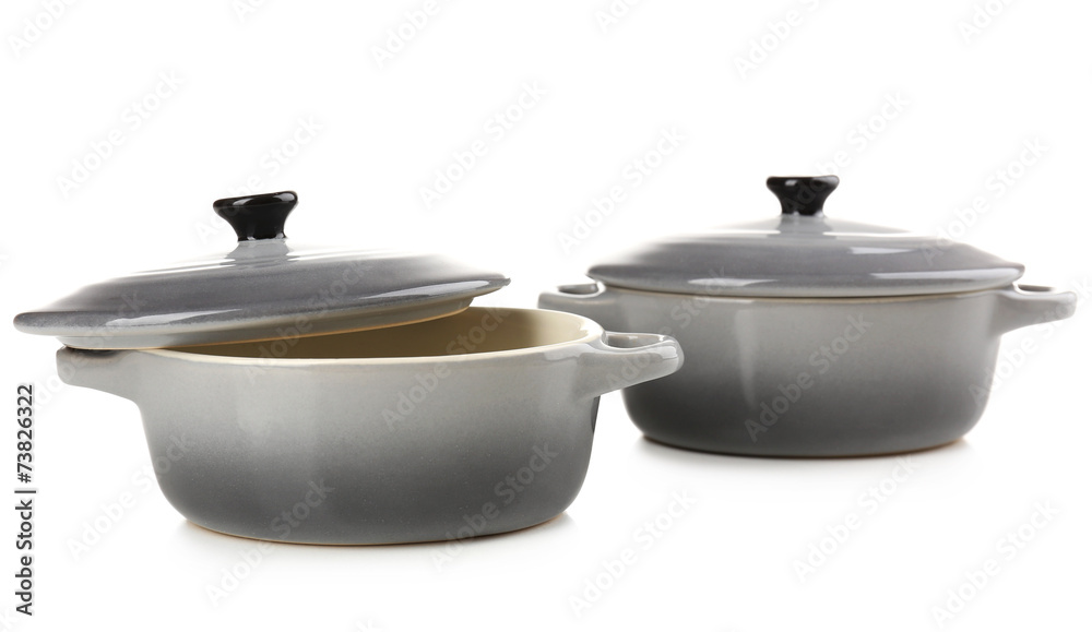 Ceramic pot. soup tureen isolated on white Ceramic pot. soup tureen isolated on white