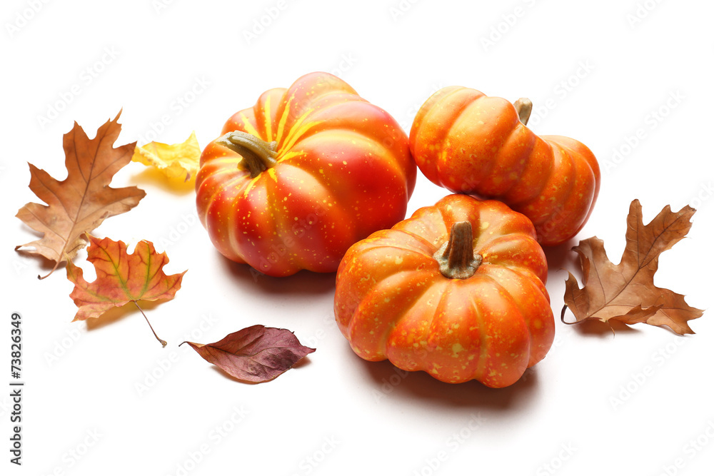 Ripe pumpkin isolated on white