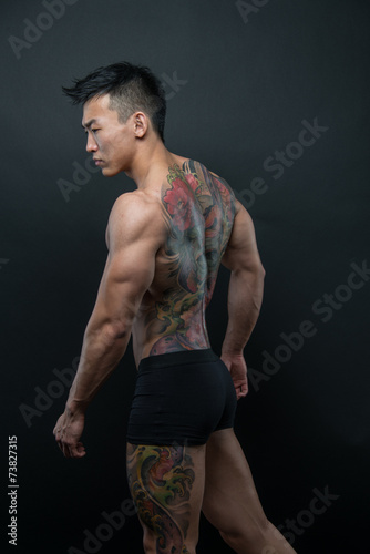 Korean model with tattoo