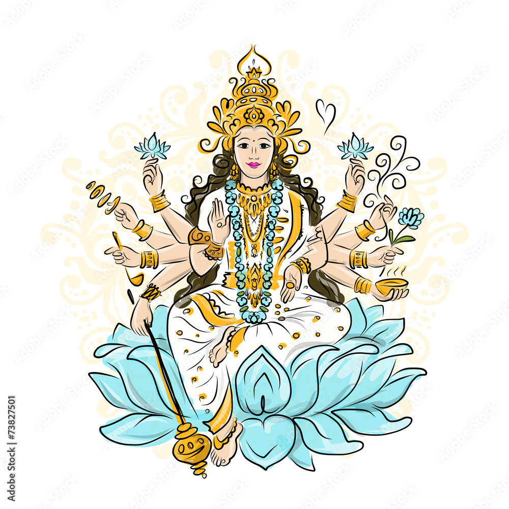 Indian goddess Shakti, sketch for your design Indian goddess Shakti, sketch for your design