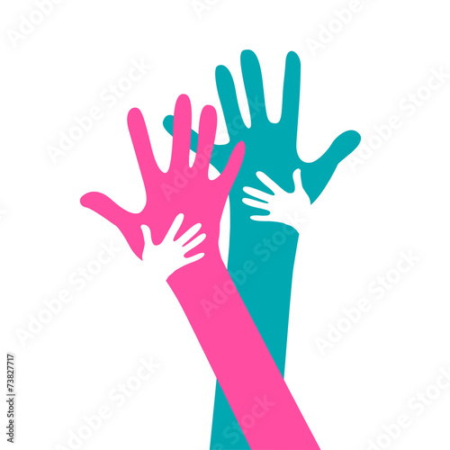 children and adults hands t...