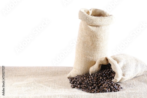 Isolated bags of coffee beans.