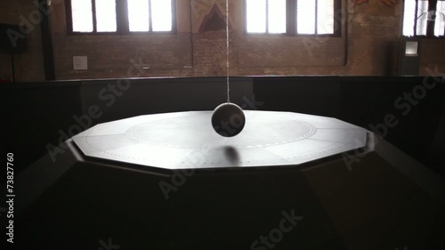 View of Foucault pendulum in perpetual motion, Palazzo della Rag