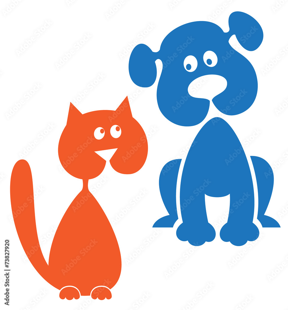 Naklejka premium Dog and Cat